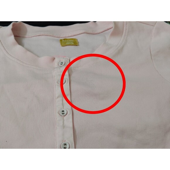 Free People Free-Est Ribbed Blouse Top Buttondown Boat Neck Pink M NWD 281437 - Picture 7 of 7